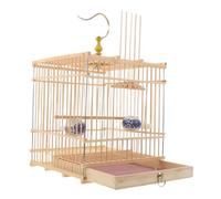 LOLIPPYY Bamboo Rectangular Bird Cage Carbonized Purple Small Aviary for Goldfinches Zosterops Indoor Balcony Use with Secure Door Lock and Weaving Design