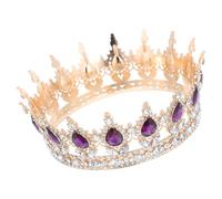 LOLIPPYY Baroque Rhinestone Tiara Crown for Bride Wedding, Gold Base Deep Purple Crystal Headband, Bridal Queen Crown for Women and Party Hair Accessory