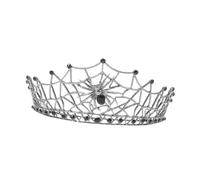 LOLIPPYY Baroque Spider Web Bridal Hair Headpiece Lightweight Alloy Crown for Brides Gothic Wedding Headband with Black Rhinestones Comfortable Fit for Masquerade Costume Party and