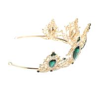 LOLIPPYY Baroque Style Bride Crown Headpiece Green Vintage Wedding Hair Accessory for Girls Bridal Headdress Party Celebration