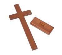 LOLIPPYY Beechwood Standing Cross Tabletop Decor Solid Wood Baptism Cross for Catholic Faith Expression Spiritual Growth Religious Ornament