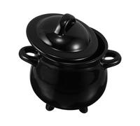 LOLIPPYY Black Witch Cauldron Ceramic Mug with Lid Multifunctional Halloween Candy Bowl and Coffee Cup Easy Clean Witchy Soup Pot for Party Decoration and Treat Holder