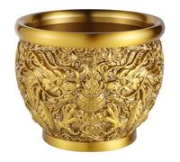 LOLIPPYY Brass Dragon Pattern Wealth Basin Small Treasure Bowl Desktop Fortune Decor Feng Shui Money Basin for Living Room Table Accents