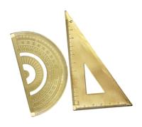 LOLIPPYY Brass Triangle Ruler and Protractor High-visibility Measuring Tools for Architects Engineers Designers and Students Smooth Polished Angle Scale for Accurate Drawing and Geometry