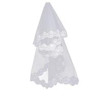 LOLIPPYY Bridal Wedding Veil Elegant Lace Chiffon Accessory for Hen Party Engagement and Bridal Shower Soft Tulle with Floral Applique Wedding Photo Prop Beige