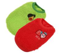 LOLIPPYY Bunny Garment Warm Wear-resistant Rabbit Vest Set 2pcs Xs Size Avocado Green Strawberry Red Soft Cotton for Dwarf and Lop-eared Rabbits Indoors