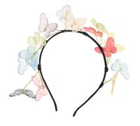 LOLIPPYY Butterfly Headdress Tea Party Headwear Headbands Elegant Wing Cute Butterfly Headband Costume Pretty Embroidery for Embellished Birthday Colorful Sequins Fancy Woman Plastic