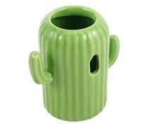 LOLIPPYY Cactus Shaped Ceramic Hamster Water Bottle Stand for Small Animals Decorative Pet Water Feeder Holder Smooth Easy-clean Design Enhances Hydration and Habitat Aesthetics