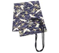 LOLIPPYY Canvas Roll up Pencil Case Large Capacity 48 Holes Pen Organizer Blue Winter Bamboo Crane Design for Students and Artists