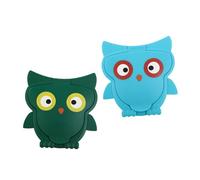 LOLIPPYY Cartoon Owl Wipes Cover and Tissue Lid Set for Babies, Reusable Portable Waterproof Wet Wipe Accessories 2pcs Blue and Green Protective Caps