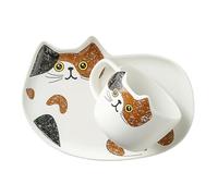 LOLIPPYY Cat Ceramic Cup and Saucer Set 200ml Adorable Black and Yellow Cat Design Coffee Mug Saucer for Home and Office