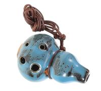 LOLIPPYY Ceramic Alto C Ocarina with Blue Flower Glaze Gourd Design Musical Instrument for Storytelling Yoga Meditation Portable and Resonant Tone