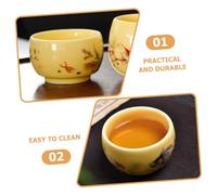LOLIPPYY Ceramic Chinese Gongfu Tea Cup for Tasting Jasmine Green Oolong Tea Compact Portable Retro Style Teacup