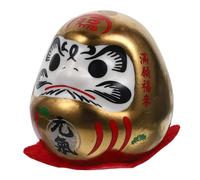 LOLIPPYY Ceramic Japanese Fortune Figurine Desktop Decor for Home Office Car Interior Lucky Statue with Gold Accent