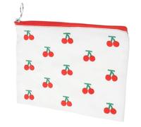 LOLIPPYY Cherry Pattern Small Makeup Bag Zipper Pouch Cosmetic Organizer for Women Travel Vanity Coin Purse Stylish Red Embroidered Handheld Accessory