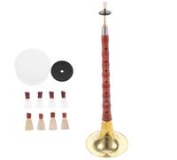 LOLIPPYY Chinese Red Flower Pear Wood Suona Folk Wind Instrument for Beginners in C/d/a Key with Random Plastic Reed, Traditional Ethnic Music Instrument for Adult Learning Random Color
