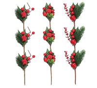 LOLIPPYY Christmas Artificial Berry Bouquet Red Photo Props with Pine Branches and Leaves for Holiday Wedding Photography DIY Decorations