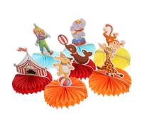 LOLIPPYY Circus Theme Honeycomb Centerpiece with Elephant Giraffe Clown Animals Paper Carnival Party Ornaments for Birthday and Anniversary Table Decorations