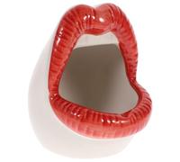 LOLIPPYY Creative Red Ceramic Ashtray Big Mouth Design, Smokeless Cigar for Indoor Home Decor, Unique Ceramic Ash Tray for Smokers