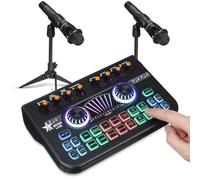 LOLIPPYY Dj Kit Microphone Recording Studio Kit Podcast Mixer Podcast Production Studio Equipment Dj Mixer Effects Gaming Voice Changer Sound Effects Machine Black