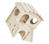 LOLIPPYY Double Layer Wooden Hamster House with Smooth Surface Small Pet Villa for Chinchilla Gerbil and Hamster Play and Sleep Hideout