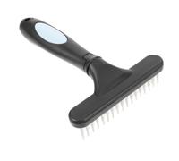 LOLIPPYY Double Rows Plastic Pet Comb with Stainless Steel Pins for Dogs and Cats Blue Grooming Brush for Detangling Dematting and Shedding Efficient Hair Removal and Skin Stimulation Tool