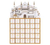 LOLIPPYY Eid Ramadan Wooden Countdown Calendar with LED Light, 30-Day Ramadan Desktop Decoration, Muslim Advent Calendar with Small Drawers for Islamic Celebration