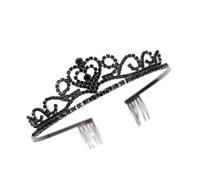 LOLIPPYY Elegant Black Alloy Bridal Tiara Headpiece with Delicate Texture, Stylish Female Head Accessory for Costume and Travelling, Holiday Headband for Girls and Women