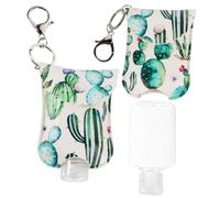 LOLIPPYY Empty Travel Bottle Holder Mini Leather Bottle Case 2 Pieces 60Ml Leakproof Hand Leather Cover Portable Keychain Holder for Shampoo Travel Toiletries