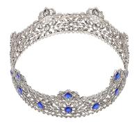 LOLIPPYY European Style Men's Prince Crown Lightweight Medieval King Headband for Wedding Birthday Party Cosplay with Elegant Baroque Silver Blue Rhinestones