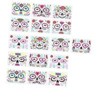 LOLIPPYY Fluorescent Day of The Dead Face Stickers 16 Sheets Waterproof Neon Skull Floral Temporary Body Decorations for Halloween Party Makeup
