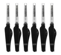 LOLIPPYY Foldable Eyelash Combs, 6pcs and Makeup Tools Double-ended Eyebrow Brushes Set in Black Portable Nylon and Aluminium for Business Trips and Salon Use