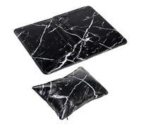 LOLIPPYY Foldable Nail Art Hand Rest Cushion with Black Marble Design Manicure Arm Support Mat Easy-clean Table Protector for Salon and Home Use