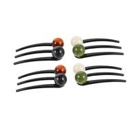 LOLIPPYY French Hair Pin Combs 4pcs U-shaped Bun Makers with Green and White Beads Chinese Ancient Style Hair Fork Clips for Women's Updo and Wedding Hairstyle Accessories