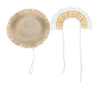 LOLIPPYY Funny Porch Goose Summer Outfit Set with Hat and Yellow Frilled Bib, Material, Secure Fit and Easy to Wear, for Seasonal Decor and Birthday Celebrations