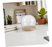 LOLIPPYY Glass Dome Display Cover with Wooden Base Round Transparent Showcase for Eternal Flowers Mini Clay Figures and Desktop Ornaments Easy Clean Protective Cloche for Home Decor