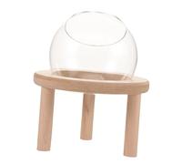 LOLIPPYY Glass Hamster Sand Bath Box Wooden Base, Small Pet Bathtub 10cm for Daily Use Cage Sand Bath Container Suitable for Hamsters and Small Animals