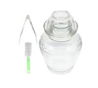 LOLIPPYY Glass Pickle Jar with Airtight Lid 5lb Capacity Thickened Sealed Fermentation Crock Set for Kitchen Storage with Inner Lid, Brush, and Tongs - Household Food Storage Container
