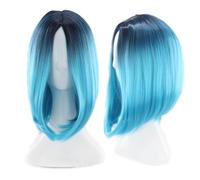 LOLIPPYY Gradient Blue Short Bob Wig for Women Cosplay Synthetic Hair High Temperature Resistant Lace Front Lightweight Comfortable for Daily Party Halloween