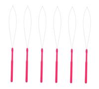 LOLIPPYY Hair Extension Hook Needle and Loop Threader Tool 10pcs Plastic Handle Bead Device for Micro Ring Hair Extensions Styling in Pink for Professional Use