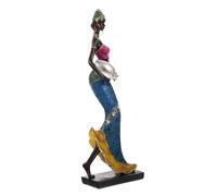 LOLIPPYY Hand-painted African Lady Figurine Resin Sculpture Exotic Tribal Ornament for Home Decor Tabletop Showcase Living Accessories
