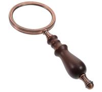 LOLIPPYY Handheld Reading Magnifier with Wooden Handle Retro Full Metal Magnifying Glass for Low Vision Ergonomic Grip for Electronics Hobbies and Medicine Close Work