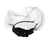 LOLIPPYY Handmade Black Mesh Headdress with Diamond Decoration Vintage Veil Headwear for Women Elegant Party Wedding Accessory Female Headpiece