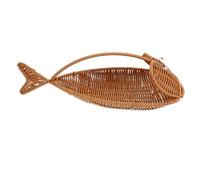 LOLIPPYY Large Fish-shaped Imitation Rattan Woven Basket Portable Food Storage Organizer for Fruits Vegetables Snacks Versatile Serving Basket for Home Restaurant Party Farmhouse Style