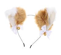 LOLIPPYY Lightweight Plush Animal Ears Headband with Soft Faux Fur Fox and Cat Ears and Golden Bells for Girls Cosplay and Party Accessory