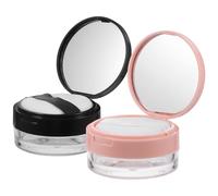 LOLIPPYY Loose Powder Box Container 2pcs Portable Makeup Powder Case with Mirror, Pink and Black Compact Refillable Storage for Travel and Daily Use