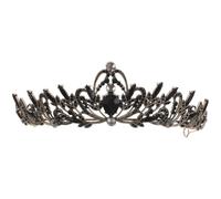 LOLIPPYY Luxury Crown Vintage Black Wedding Headdress Rhinestone Tiaras Medieval Headpiece for Women Halloween Birthday