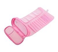 LOLIPPYY Makeup Brush Storage Pouch and Cosmetic Bag Foldable Multifunctional Pink Makeup Brush Holder for Women Portable Travel with Large Capacity