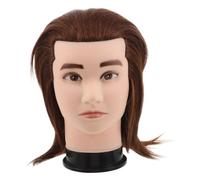 LOLIPPYY Men's Hairdressing Tutorial Real Hair Mannequin Head for Barber Practice Male Styling Head for Haircut Braiding in Cosmetology Training