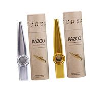 LOLIPPYY Metal Kazoo Set Gold and Silver Kazoos 2 Paper Tubes Educational Musical Instruments for Boys and Girls for Learning Music Play